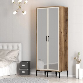 Roupeiro Kumsal RR – Nogueira e Creme – 80x47,5x201,4 cm
