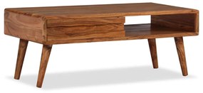 Mesa de centro madeira maciça com gaveta esculpida 100x50x40 cm