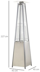 Aquecedor a Gás para Exterior Pirâmide 10,5KW Aquecedor de Exterior de Propano Aço Inoxidável com Funda Protetora Regulador Mangueira e Rodas