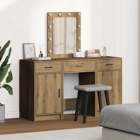 Conjunto de Maquilhagem vidaXL 3 Peças com LED em Madeira de Carvalho Artisan