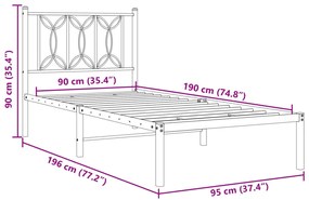 Estrutura de cama com cabeceira 90x190 cm metal preto