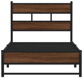 Estrutura de cama sem colchão 90x200 cm metal carvalho castanho