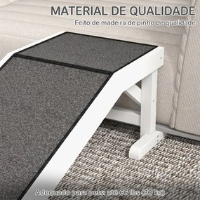 Rampa de Madeira para Animais com Tapete Antiderrapante para Cães Pequenos ou Séniores 125x40x35,5 cm Branco e Cinza