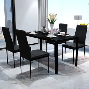Conjunto de Jantar Nordik com 4 Cadeiras e 1 Mesa - Preto - Design Mod