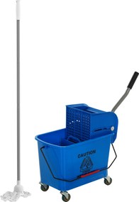 Balde de Limpeza com Escorredor Painel Separador e Rodas Capacidade de 20 L para Limpeza Doméstica 45x26,5x70 cm Azul