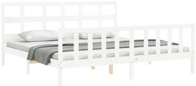 Estrutura cama Super King Size c/ cabeceira madeira branco