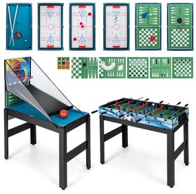 Conjunto de mesas multi-jogo 14 em 1 Kit combinado de basquetebol e matraquilhos com hóquei Bilhar Ténis de mesa Bowling Shuffleboard Xadrez Damas e G