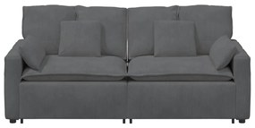 Sofá modular com almofadas cinzento-escuro