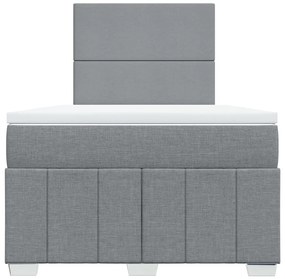 Cama boxspring com colchão 120x190 cm tecido cinzento-claro