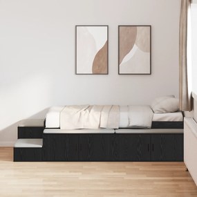 Estrutura de Cama Armazenamento em Carvalho Preto 100x200 cm