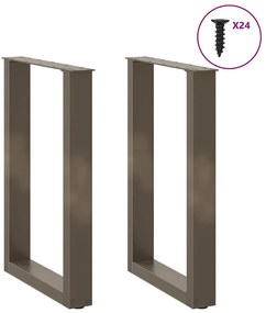 Pés para mesa de jantar em formato de U, 2 peças, aço natural, 50x(72-