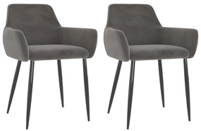 vidaXL Cadeiras de jantar 2 pcs veludo cinzento-escuro