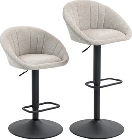 HOMCOM Conjunto de 2 bancos de bar, cadeiras de bar com altura regulável com encosto e apoios de braço, apoio para os pés, bege | Aosom Portugal