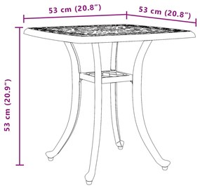 Mesa de jardim 53x53x53 cm alumínio fundido preto