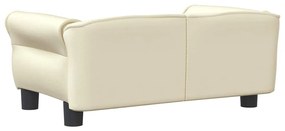 Cama para cães 70x45x30 cm couro artificial cor creme