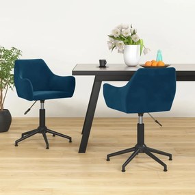 vidaXL Cadeiras de jantar giratórias 2 pcs veludo azul
