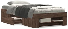 Estrutura cama s/ colchão derivados madeira carvalho castanho
