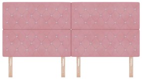 Cabeceira LED rosa 100 cm em veludo