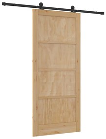 Porta de Correr vidaXL com Conjunto de Ferragens 93x211 cm Madeira Mac