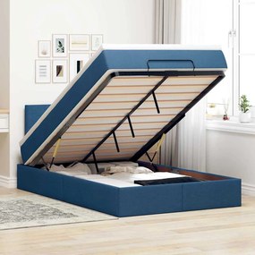 vidaXL Cama otomana com colchão 120x200 cm tecido azul