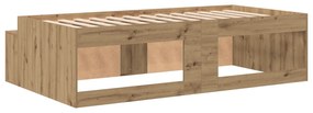 Estrutura de Cama de Armazenamento Carvalho Artesanal 90x190 cm