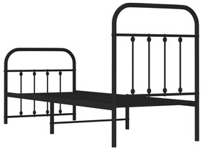 Estrutura de cama com cabeceira e pés 75x190 cm metal preto