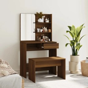 vidaXL Conjunto toucador 74,5x40x141 cm cor carvalho castanho