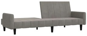 Sofá-cama de 2 lugares veludo cinzento-claro