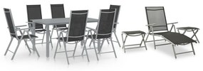 vidaXL 10 pcs conjunto de jantar para jardim preto e prateado