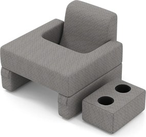 Conjunto de 3 almofadas de leitura, para colo e costas com bolso de armazenamento e porta-copos cinza