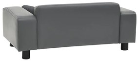 Sofá para cães 81x43x31 cm pelúcia e couro artificial cinzento