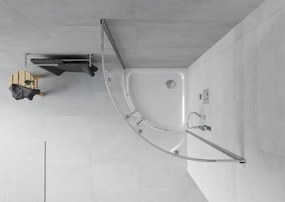 Mexen Rio cabine de duche semicircular 90 x 90 cm, transparente, cromado + base de duche Flat, branco - 863-090-090-01-00-4110