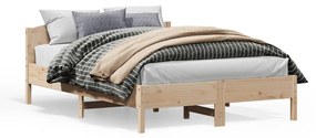 3216194 vidaXL Estrutura de cama com cabeceira 160x200 cm pinho maciço