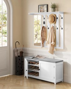 Conjunto de bengaleiro de parede Ebanco de sapatos com 10 ganchos duplos 102 cm de largura Branco