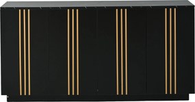 Aparador para sala de estar com 4 portas, Preto | AOSOM Portugal