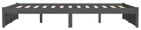 Estrutura de cama 140x190 cm madeira maciça cinzento