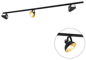 Sistema de calhas monofásico com 3 focos ajustáveis pretos - Magnax Moderno