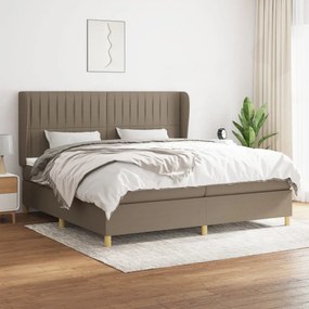 vidaXL Cama com molas/colchão 200x200 cm tecido castanho-acinzentado
