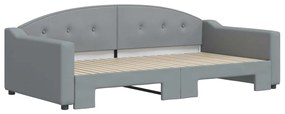 Sofá-cama com gavetão 100x200 cm tecido cinzento-claro