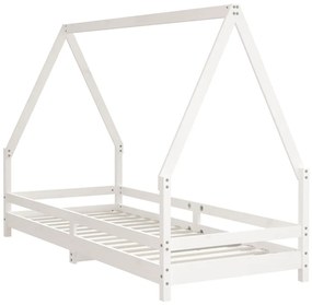 Estrutura de cama infantil 90x200 cm pinho maciço branco