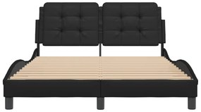 Estrutura cama c/ cabeceira 140x200 cm couro artificial preto