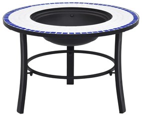 46720 vidaXL Braseira em mosaico 68 cm cerâmica azul e branco