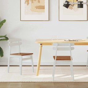 vidaXL Cadeira de jantar 2 pcs Branco e Natural