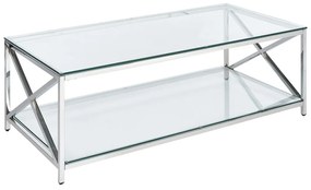 Mesa de centro prateada com tampo de vidro AUDET Beliani