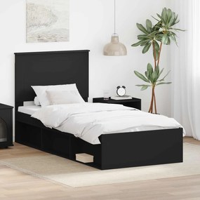 vidaXL Estrutura da Cama Preto 90 x 200 cm Madeira de Pinheiro Sólida