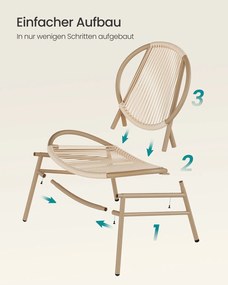 Conjunto de móveis de Jardim com mesa e 2 cadeiras castanho camel