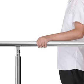 Corrimão de escada com 3 suportes em aço inoxidável 107,5 x 80 cm Prateado