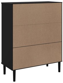 Móvel alto SENJA aspeto vime 90x40x112 cm pinho maciço preto