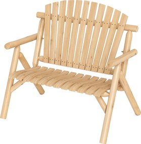 Banco de Jardim para 2 Pessoas, 115 x 80 x 106 cm, Encosto Alto, Natural
