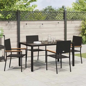 Conjunto de Jantar para Jardim vidaXL de 5 Peças Preto Rattan Poli